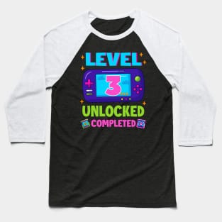 Level 3 Unlocked 3rd Birthday Boys Video Game B-day Gift For BOys Kids Baseball T-Shirt